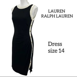 LAUREN RALPH LAUREN SLEEVELESS DRESS SIZE 14 BLACK, IVORY COLORS PRE OWNED